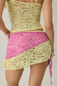 Motel Sirna Sheer Scarf Tie Low-Rise Sequin Lace Mini Skirt