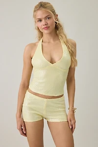 Motel Erna Sequin Low-Rise Micro Shorts