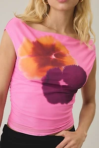 Motel Bisik Petal Mesh Off-The-Shoulder Top