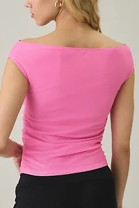 Motel Bisik Petal Mesh Off-The-Shoulder Top