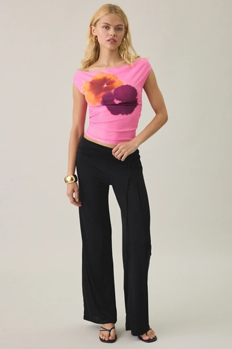 Motel Bisik Petal Mesh Off-The-Shoulder Top
