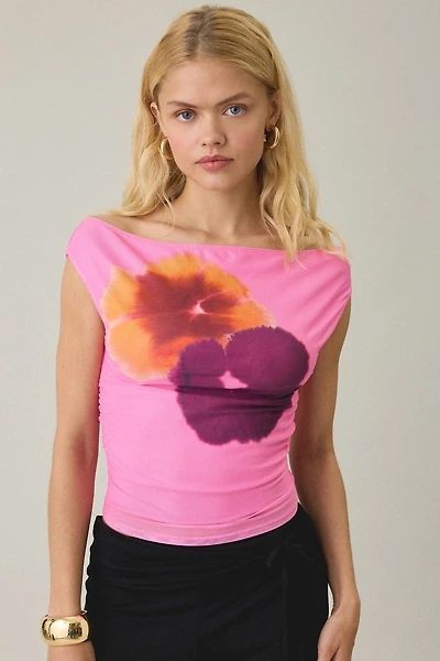 Motel Bisik Petal Mesh Off-The-Shoulder Top