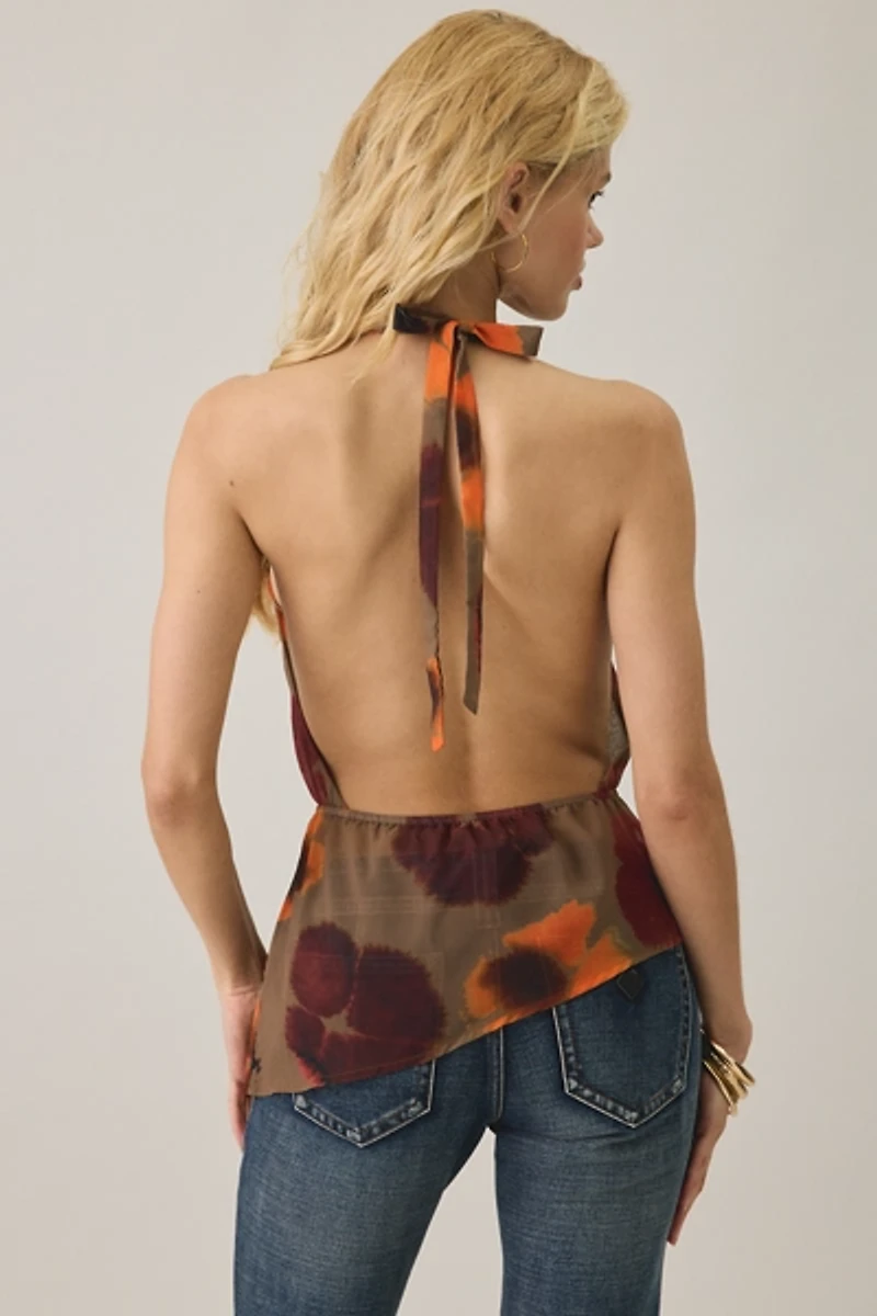 Motel Mahda Petal Chiffon Cowl Neck Halter Top