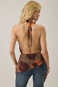 Motel Mahda Petal Chiffon Cowl Neck Halter Top
