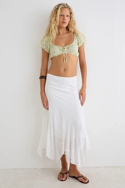 Motel Jiha Ruched Puff Sleeve Crop Top