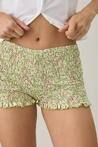 Motel Ritala Shirred Ruffle Micro Shorts