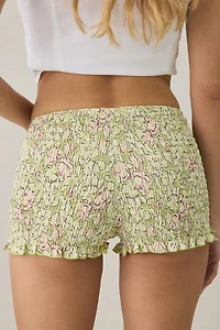Motel Ritala Shirred Ruffle Micro Shorts