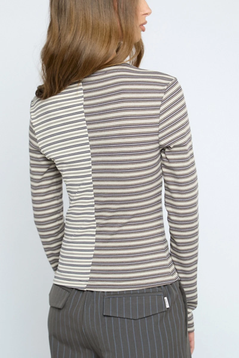 Daisy Street Pecan Contrast Stripe Cardigan