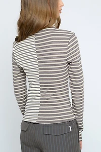 Daisy Street Pecan Contrast Stripe Cardigan