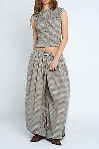 Daisy Street Sherbet Checked Shirred Sleeveless Top