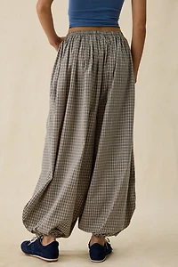 Daisy Street Sesame Check Low-Rise Balloon Pants