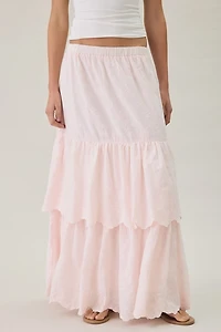 Daisy Street Zefir Embroidered Tiered Maxi Skirt