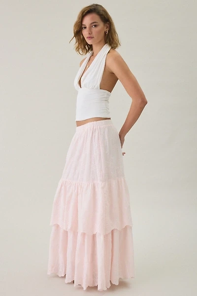 Daisy Street Zefir Embroidered Tiered Maxi Skirt