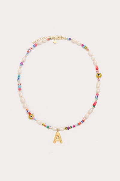 Petit Moments Beaded Pearl Bubble Initial Necklace