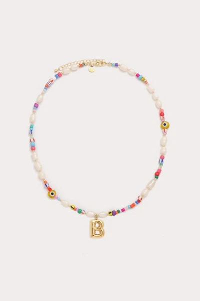 Petit Moments Beaded Pearl Bubble Initial Necklace