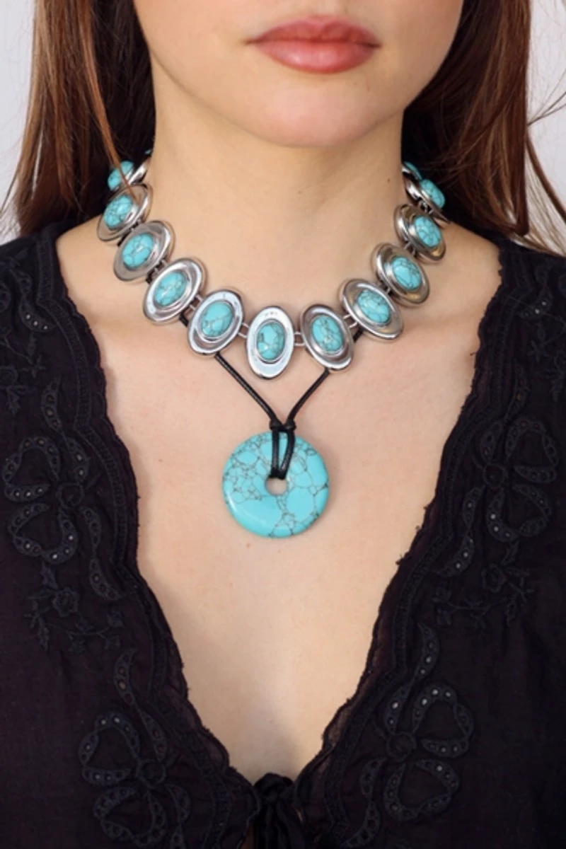 Petit Moments Stone Disc Corded Necklace