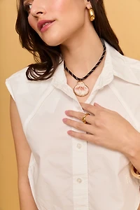 Petit Moments Shell Charm Paracord Necklace