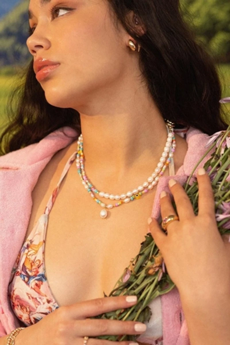 Petit Moments Beaded Pearl Drop Necklace