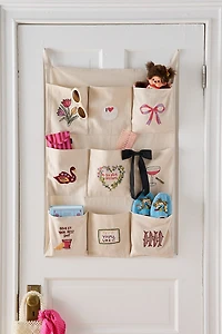 Embroidered Graphic 9-Pocket Storage Wall Hanging