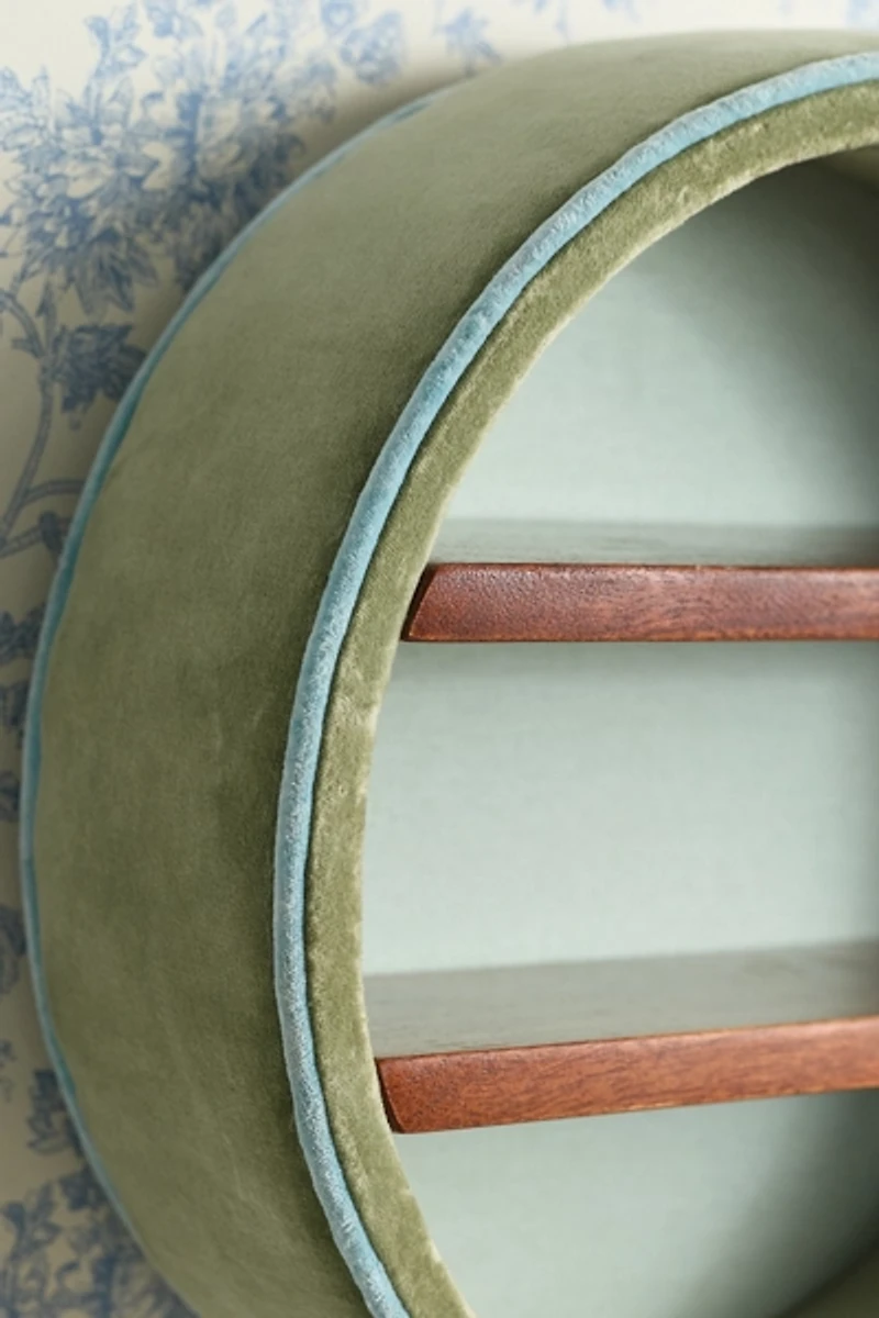 Jane Round Velvet Upholstered Wall Shelf