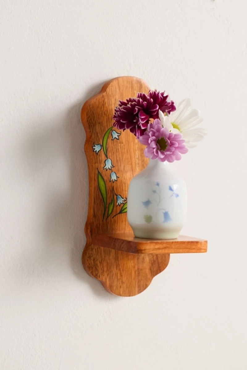 Lilah Painted Floral Wall Shelf