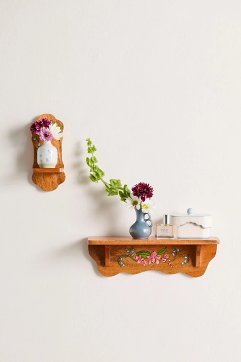 Lilah Painted Floral Wall Shelf