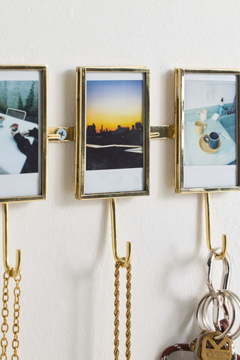 Brass 4-Frame INSTAX MINI Picture Frame Wall Multi-Hook