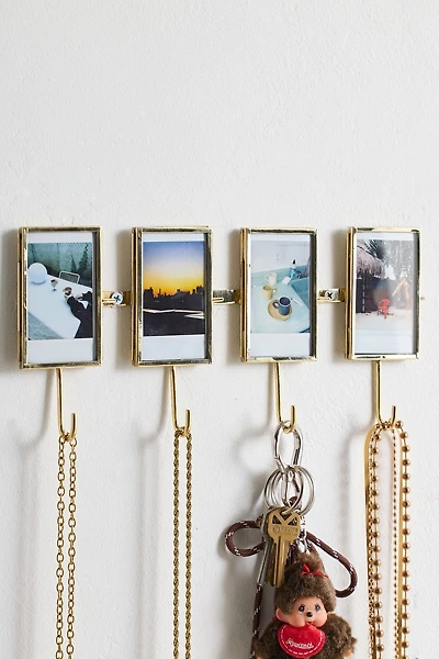 Brass 4-Frame INSTAX MINI Picture Frame Wall Multi-Hook