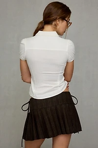 Glamorous Side-Tie Pleated Plaid Mini Skirt