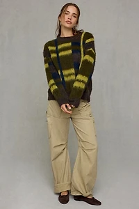 Glamorous Intarsia Colorblock Brushed Knit Sweater