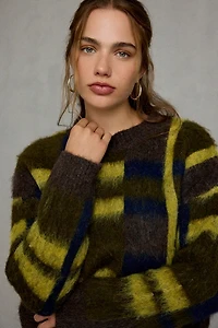 Glamorous Intarsia Colorblock Brushed Knit Sweater