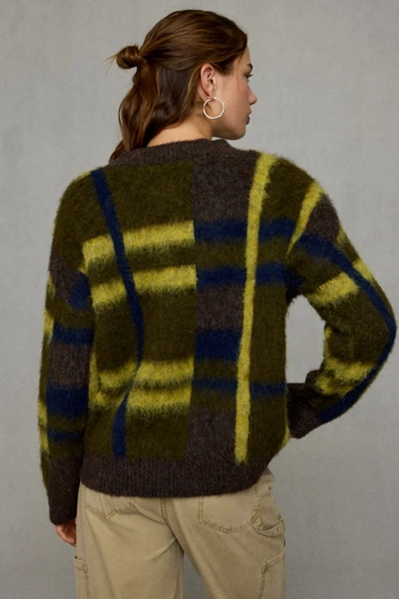 Glamorous Intarsia Colorblock Brushed Knit Sweater