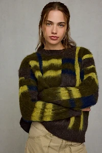 Glamorous Intarsia Colorblock Brushed Knit Sweater