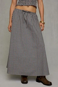 Glamorous Gingham Tie-Waist Cotton Maxi Skirt