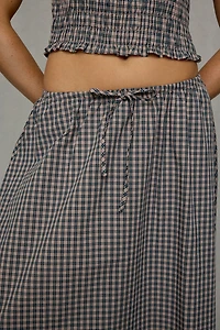 Glamorous Gingham Tie-Waist Cotton Maxi Skirt