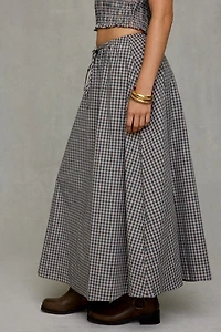 Glamorous Gingham Tie-Waist Cotton Maxi Skirt
