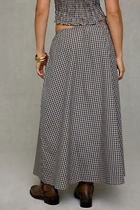 Glamorous Gingham Tie-Waist Cotton Maxi Skirt