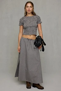 Glamorous Gingham Tie-Waist Cotton Maxi Skirt