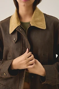 Glamorous Countryside Charm Contrast Collar Barn Jacket
