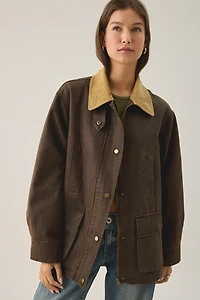 Glamorous Countryside Charm Contrast Collar Barn Jacket