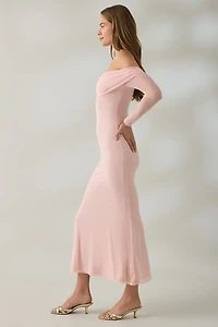 UO Yana Mesh Long Sleeve Off-The-Shoulder Maxi Dress