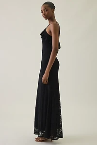 UO Lila Ruffle High Neck Lace Maxi Dress
