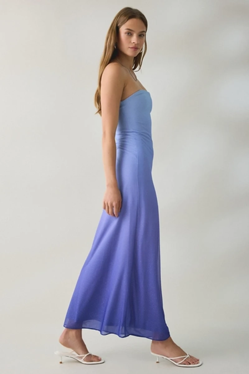 UO Seaya Ombre Mesh Strapless Maxi Dress
