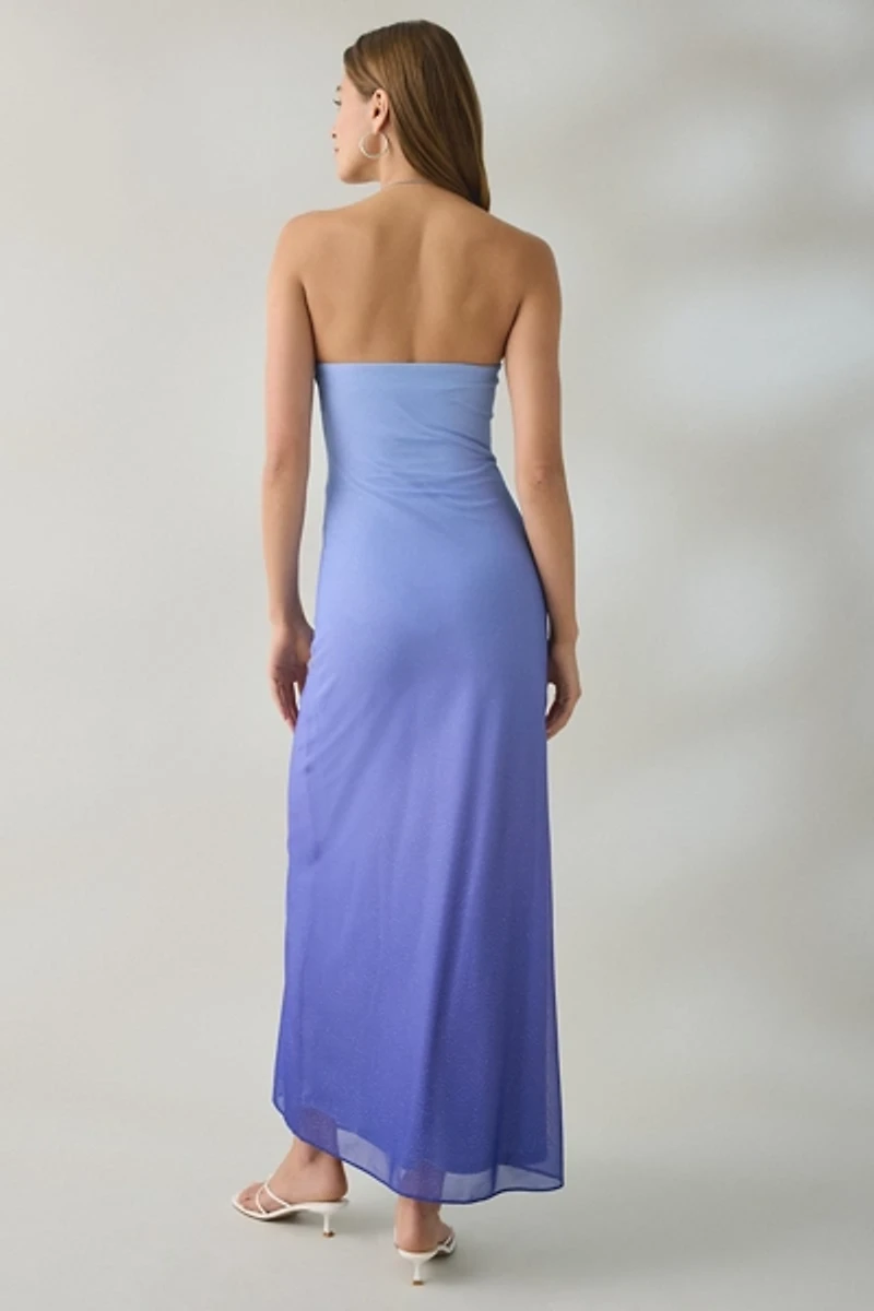 UO Seaya Ombre Mesh Strapless Maxi Dress