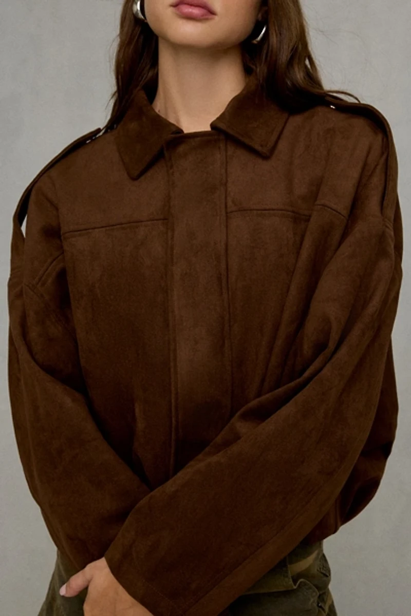 Glamorous Brookie Bubble Hem Faux Suede Jacket