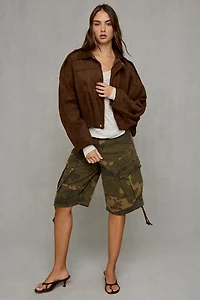 Glamorous Brookie Bubble Hem Faux Suede Jacket