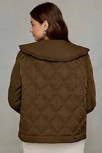 Glamorous Totally Twee Ruffle Collar Quilted Jacket