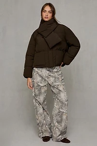 Glamorous Perfectly Plush Scarf Detail Puffer Jacket