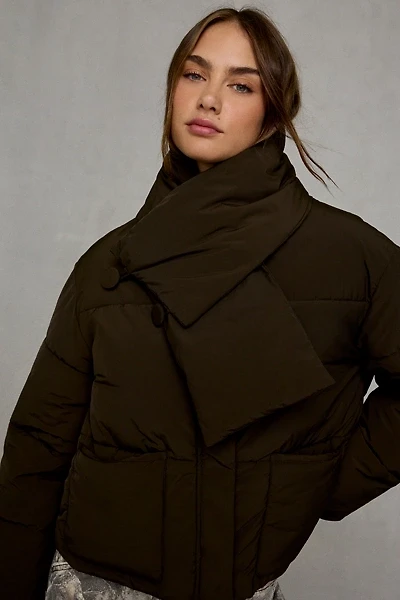 Glamorous Perfectly Plush Scarf Detail Puffer Jacket