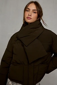 Glamorous Perfectly Plush Scarf Detail Puffer Jacket